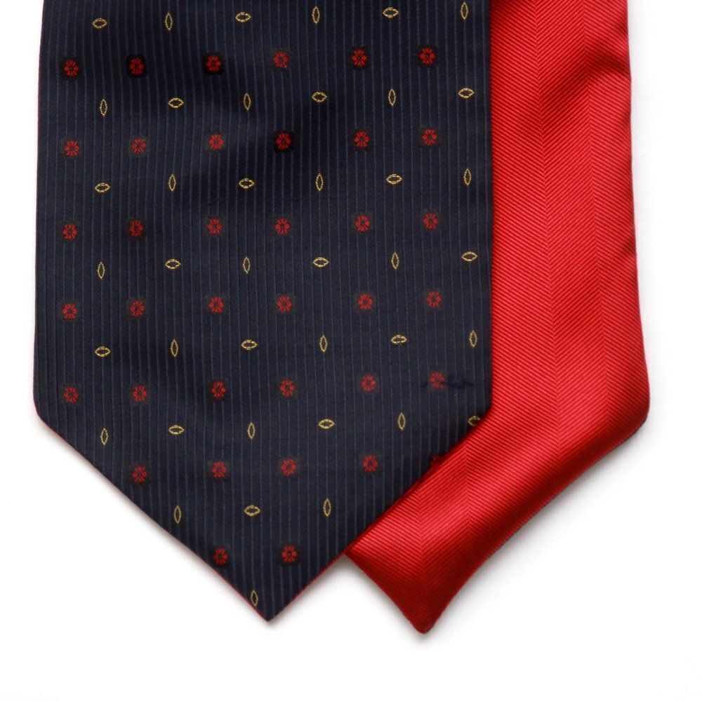 Men's Silk Cravat Ascot Red Black ornament‎ Reversible Silk Ascot A157